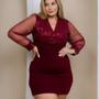 Imagem de Vestido Plus Size Feminino Paetê Manga Longa Roupas 48 a 52 0122