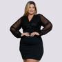 Imagem de Vestido Plus Size Feminino Paetê Manga Longa Roupas 48 a 52 0122