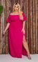 Imagem de Vestido Plus Size Longo Ciganinha Manga Godê Ombro A Ombro Lastex  Midi Envelope Com Fenda Lateral