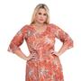 Imagem de Vestido Plus Size Longo Estampado Seroy Manga 3/4