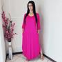 Imagem de Vestido Plus Size Longo Manga 3/4 Viscolycra Malha com Bolso Pink