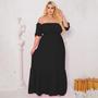 Imagem de Vestido Plus Size Longo Manga Princesa Curta Babado Lastex Tamanho Grande Modelador Festa Madrinha