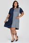 Imagem de Vestido Plus Size Malha Viscose c/ Suede Listrado Sublimado - Serena