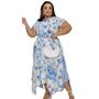 Imagem de Vestido Plus Size Midi Floral Manga Borboleta Veste até 50