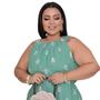 Imagem de Vestido Plus Size Midi Floral Manga Curta Veste Até 52