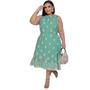 Imagem de Vestido Plus Size Midi Floral Manga Curta Veste Até 52