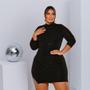 Imagem de Vestido Plus Size Paetê Curto Moda Balada Manga Longa 0591