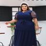 Imagem de Vestido Plus Size Tule Manga Princesa Tam G1 G2 Veste 50 ao 60