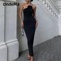 Imagem de Vestido Preto Elegante sem Mangas - Alça Oblíqua, Sem Costas, para Formatura e Festa