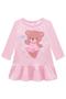 Imagem de Vestido Roupa Infantil Menina Manga Comprida Delicado Ursinha Moda Inverno Quentinho Kukiê