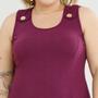 Imagem de Vestido Sem Manga Gola Redonda Detalhe De Botão Fixo Alça E Fendas Laterais Plus Size 40124A