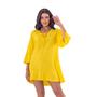 Vestido Suzane Gal em Viscolinho - Amarelo - La Femmina Imagem de Vestido Suzane Gal em Viscolinho - Amarelo