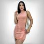 Imagem de Vestido Tricot Modal Midi Regata Listrado Tubinho Social