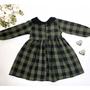 Imagem de Vestido Xadrez Infantil Flanelado Manga Longa Verde Longo