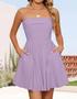 Imagem de Vestido ZESICA Summer Strapless Mini 2025 Off Shoulder Purple