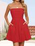 Imagem de Vestido ZESICA Summer Strapless Mini 2025 Off Shoulder Red