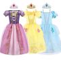 Imagem de Vestidos de Princesa para Meninas - Rapunzel, Cinderela, Bela - Festa de Aniversário e Halloween