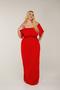 Imagem de Vestidos Plus Size Vermelho Natal Longo Vários Modelos Fenda Babado Ombro a Ombro