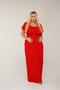 Imagem de Vestidos Plus Size Vermelho Natal Longo Vários Modelos Fenda Babado Ombro a Ombro
