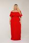 Imagem de Vestidos Plus Size Vermelho Natal Longo Vários Modelos Fenda Babado Ombro a Ombro