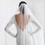 Imagem de Véu De Noiva Casament Com Pérola Mantilha Longo 75 Com Pente - Branco