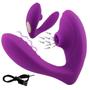 Imagem de Vibrador Duplo Sugador de Clítoris e Penetrável Estimulação Ponto G Potente 10 Velocidades (2 em 1) - Recarregável Avelu