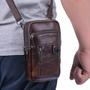 Imagem de Vintage Masculino Couro Crossbody Bolsa De Ombro Cintura Fanny Pacote Casual Viagem Mensageiro Bolsa