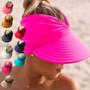 Imagem de Viseira Dupla Face Proteção Solar Uv50+ Turbante Feminino Bone Piscina Moda Praia 2 Cores Verão 