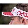 Imagem de Viseira Ultralight Spiderweb Run Tri Compressport Branco Vermelho Boné Triathlon Visor Solar Branca