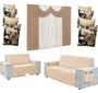 Imagem de Voltar Kit Capa Para Sofa 3e2 Lugares+4capas Almofada+cortina Paris