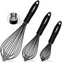 Imagem de Walfos Silicone Whisk, Conjunto de batedor de aço inoxidável de 3 -Batedores de cozinha resistentes ao calor para panelas antiaderente, batedor de ovo de balão perfeito para misturar, bater, bater, espumar e agitar, preto