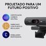 Imagem de Webcam  Logitech Brio 500 Full HD, 1080p, com Microfones Duplos, USB, Suporte Incluso, Grafite