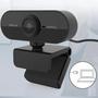 Imagem de Webcam Preta Full Hd 1080p Usb Gira 360º Com Microfone