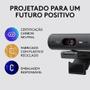 Imagem de Webcam + Suporte Logitech Brio 500 Full HD, 1080p, 30 FPS, com Microfones Duplos, USB, Suporte Incluso, Grafite - 960-001412