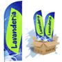 Imagem de Wind Banner Dupla Face 3mt Completo Lavanderia Kit C/ 2unds