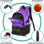 Imagem de WOLT  Mochila de basquete, bolsa esportiva grande com porta-bolas e compartimento para sapatos separados, ideal para basquete, futebol, voleibol, natação, academia e viagens (roxa)