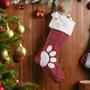 Imagem de WORLDECO Meia de Natal 2022 Enfeites, Pegadas de Cão Personalizadas Padrão Meias Suspensas, Decorações de Panela de Festa 21 polegadas