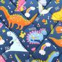 Imagem de Wowelife Blue Dinosaur Bed Set Toddler para meninos 4 peças edredom da criança, lençol plano, lençol embutido e fronha (dinossauro azul cinza)