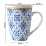 Imagem de Xícara Caneca de Porcelana para Chá 310ml com Tampa e Infusor Inox Lisboa Lyor Azul