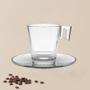Imagem de Xícara de Café de Vidro com Pires Transparente Em Casa Tem 80ml