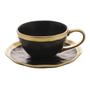 Imagem de Xicara de Chá Café Com Pires Porcelana Dubai 200ml Luxo Borda Dourada Wolff