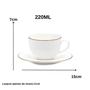 Imagem de Xicara De Chá Com Pires 220Ml Porcelana Borda Dourada Luxo