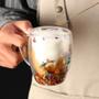 Imagem de Xícara De Vidro De Parede Dupla Com Flor Seca Copo Flores Secas Caneca