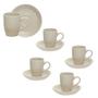 Imagem de xicara para café com pires de porcelana jogo com 4 peças cor bege
