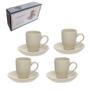Imagem de xicara para café com pires de porcelana jogo com 4 peças cor bege