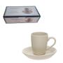 Imagem de xicara para café com pires de porcelana jogo com 4 peças cor bege