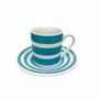 Imagem de Xicara para café de ceramica com pires azul e branco 85 ml 12 peças class home