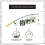 Imagem de Young's Inc. Wood Fishing Pole Picture Frame Display com três molduras de 4 "x 4" - Decoração de parede - Molduras suspensas