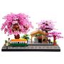 Imagem de YUJNS Flores para Meninas Sakura Tree House Micro Blocks Kit, O Trem na Estação Cherry Blossom Set japonês Mini Building Model Kit (com 2 figuras) City Architecture Toy para adultos e crianças