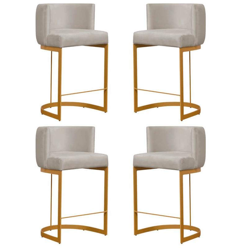 04 Banquetas Decorativas Paris Luxo Base Dourada Assento Veludo Várias ...